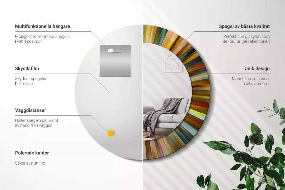 Kulaté dekorativní zrcadlo na zeď Barevné paprsky