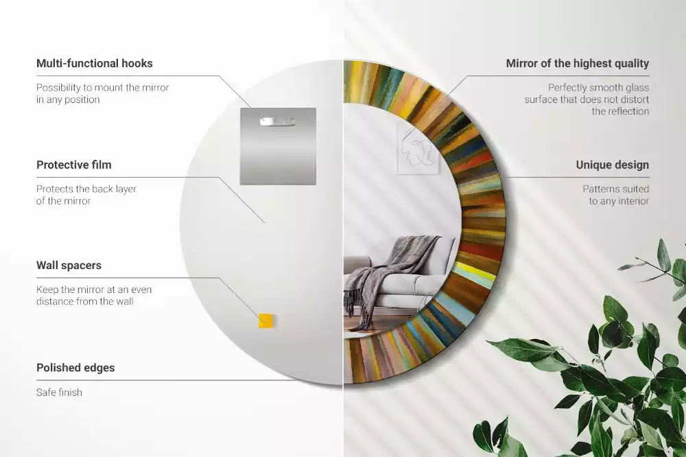 Kulaté dekorativní zrcadlo na zeď Barevné paprsky