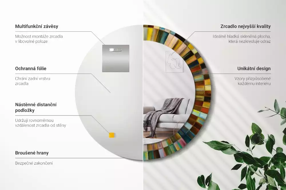 Kulaté dekorativní zrcadlo na zeď Barevné paprsky