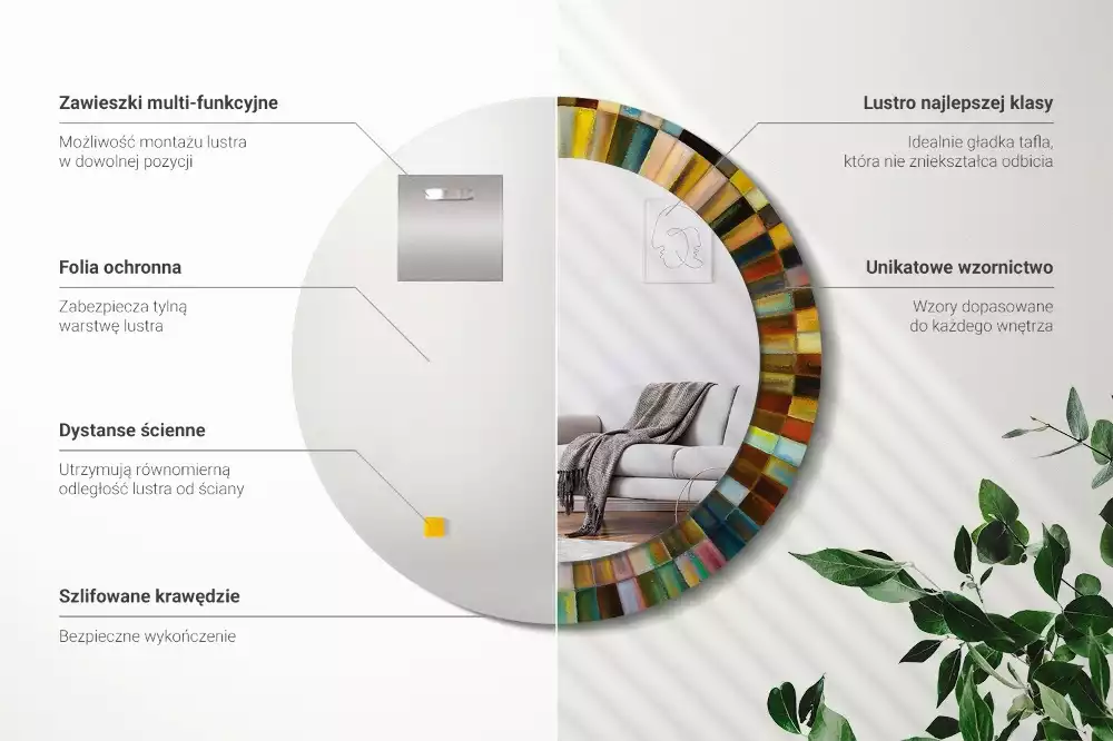 Kulaté dekorativní zrcadlo na zeď Barevné paprsky