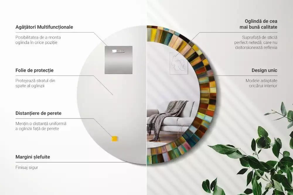 Kulaté dekorativní zrcadlo na zeď Barevné paprsky