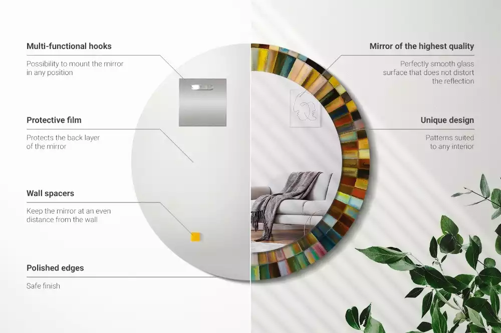 Kulaté dekorativní zrcadlo na zeď Barevné paprsky