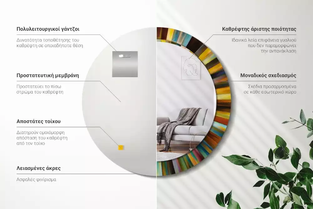 Kulaté dekorativní zrcadlo na zeď Barevné paprsky