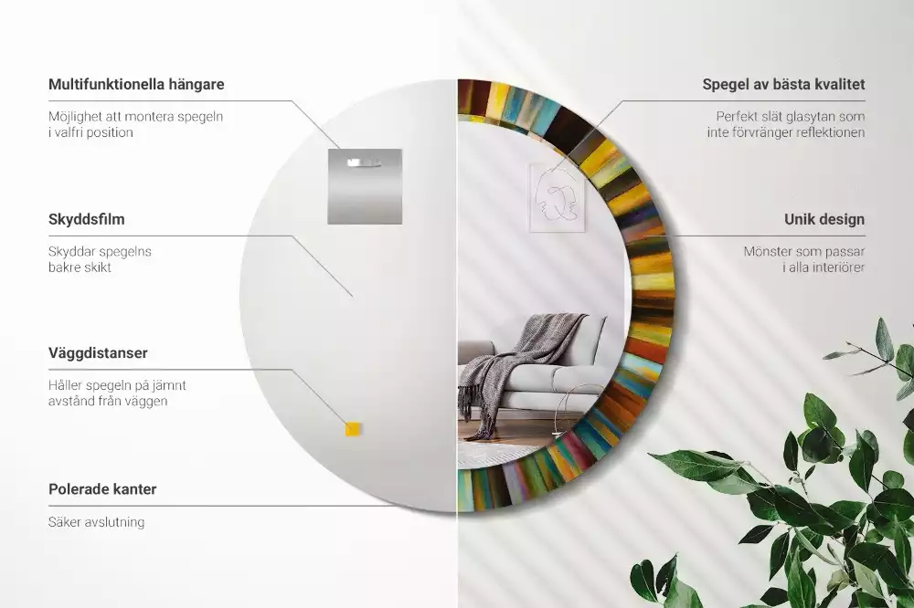 Kulaté dekorativní zrcadlo na zeď Barevné paprsky