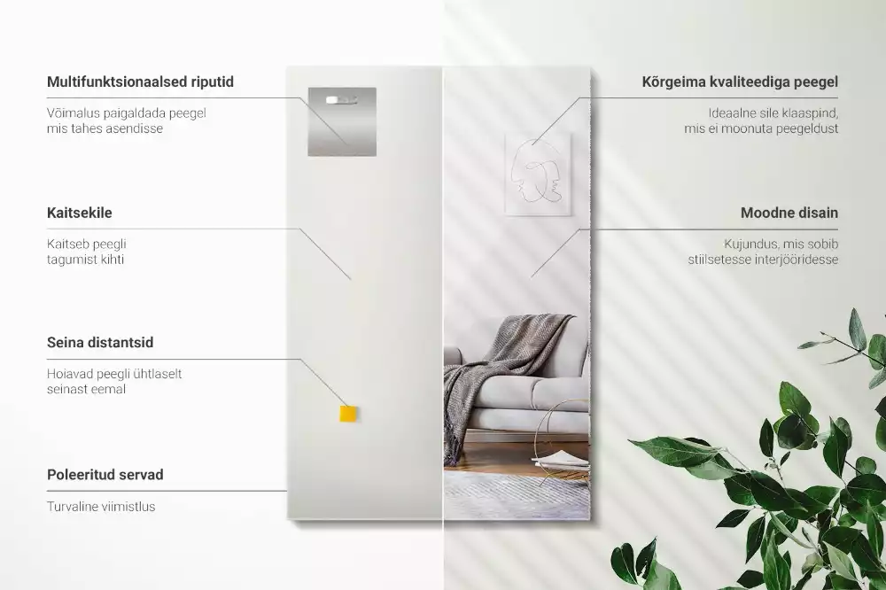 Obdélníkové zrcadlo bezrámové moderní