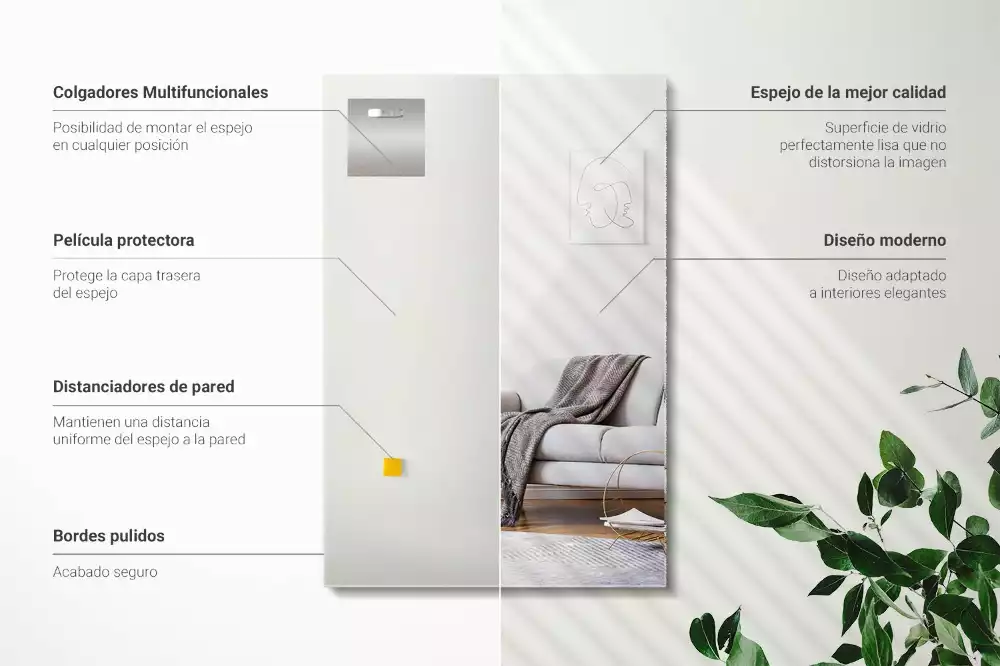 Obdélníkové zrcadlo bezrámové moderní