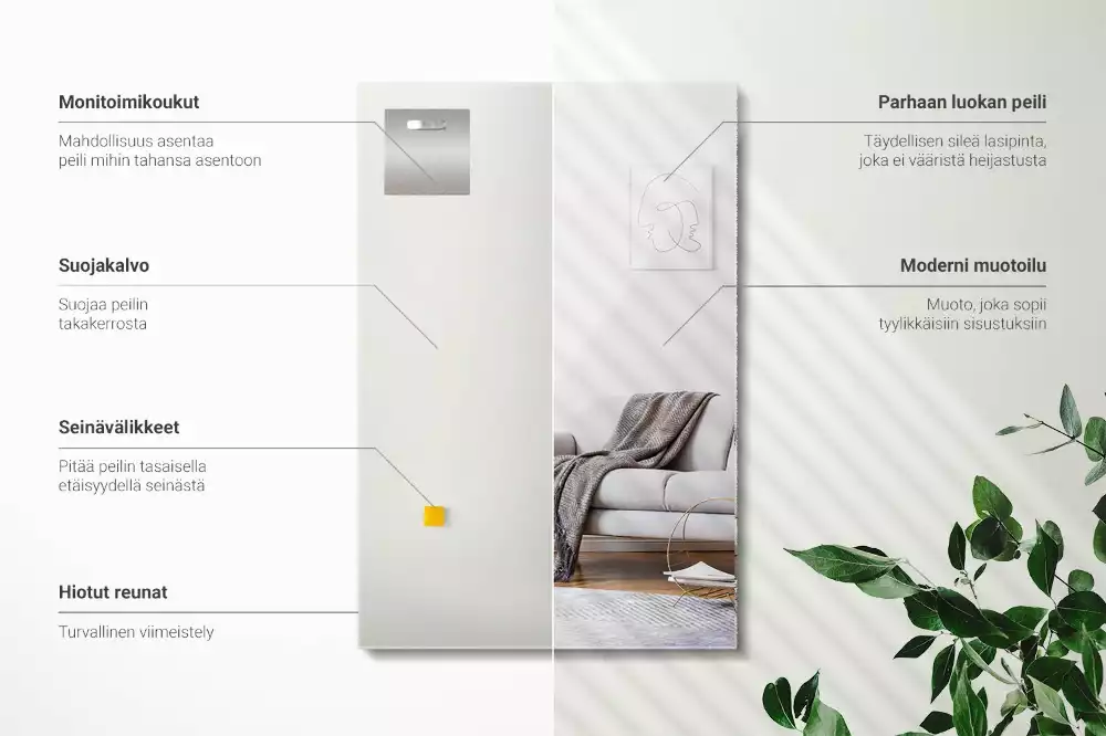 Obdélníkové zrcadlo bezrámové moderní