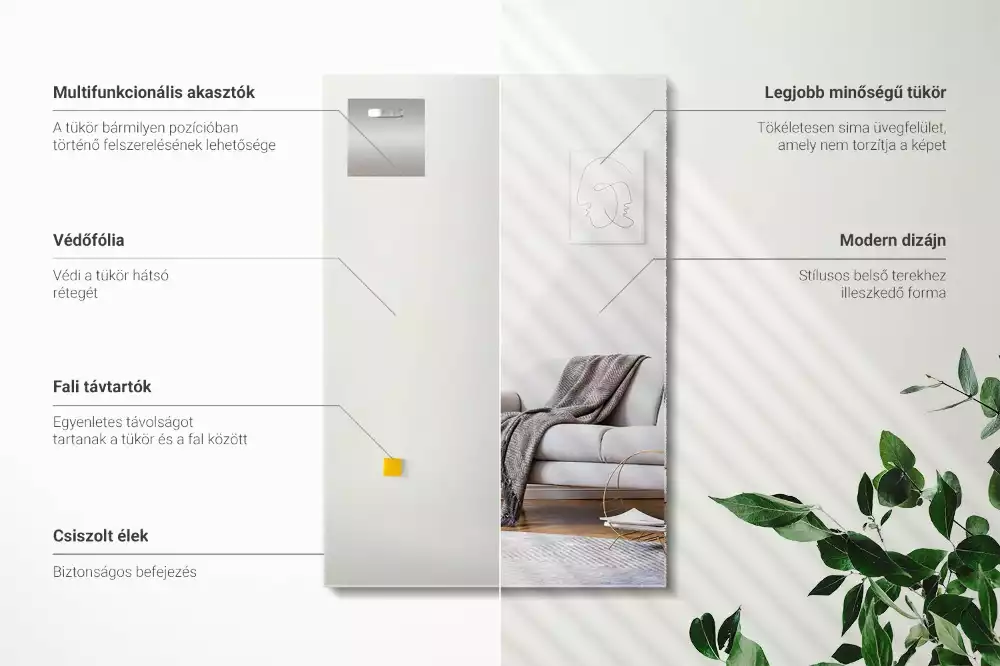 Obdélníkové zrcadlo bezrámové moderní