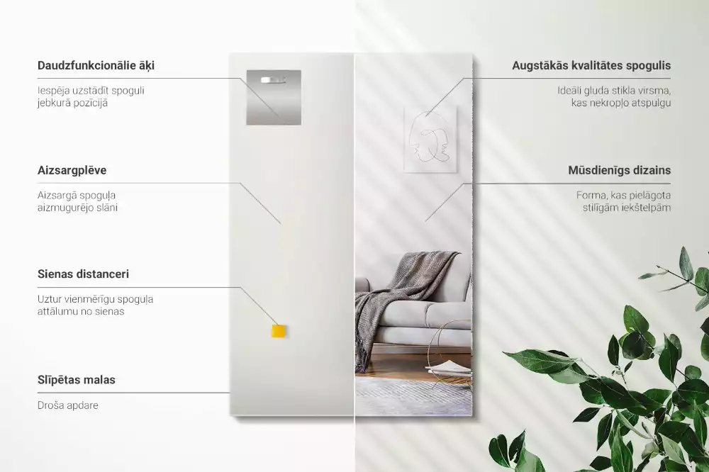 Obdélníkové zrcadlo bezrámové moderní