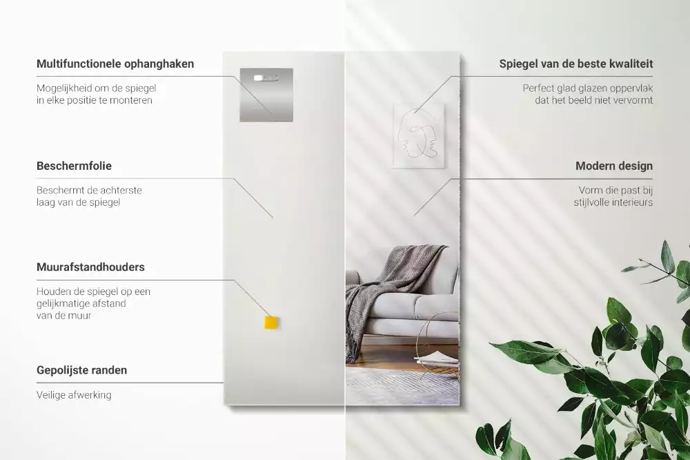 Obdélníkové zrcadlo bezrámové moderní