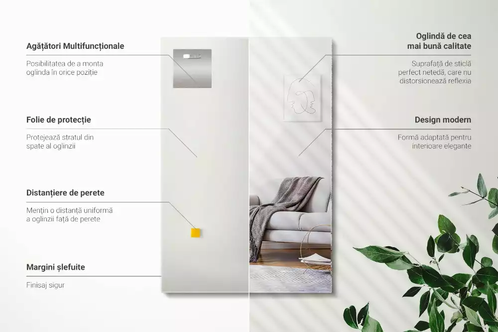 Obdélníkové zrcadlo bezrámové moderní