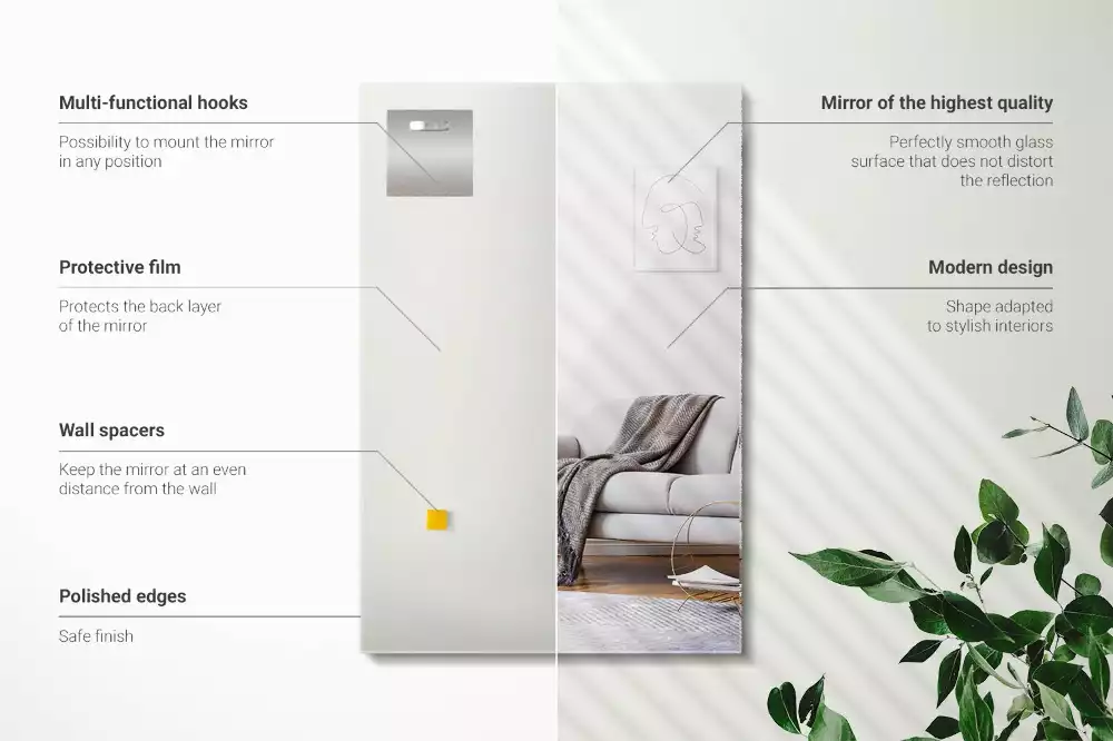 Obdélníkové zrcadlo bezrámové moderní