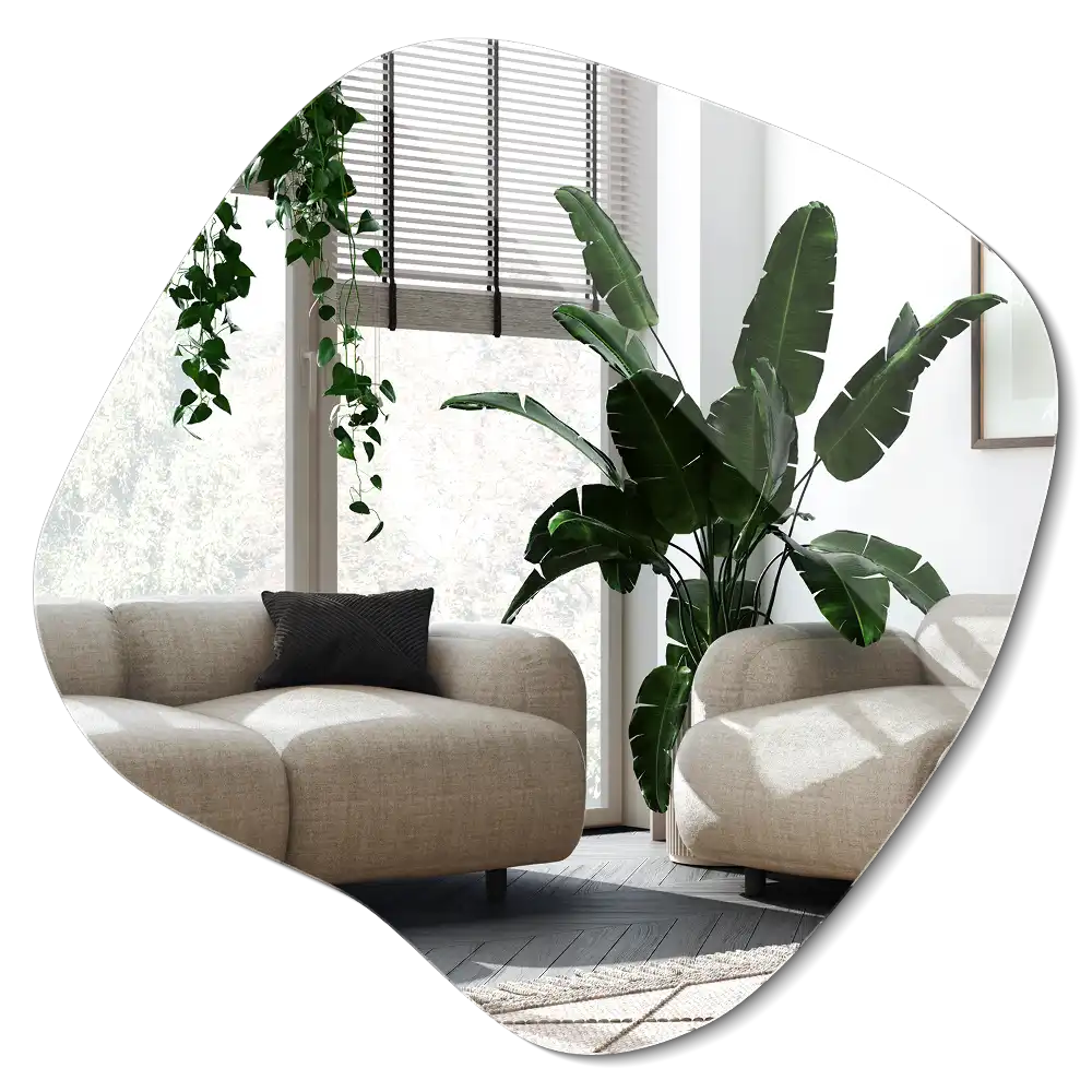 Zrcadlo ve tvaru skvrny efektní doplněk