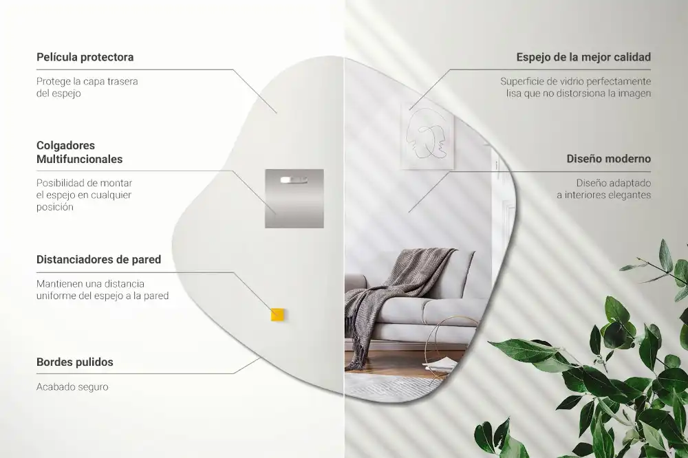 Zrcadlo ve tvaru skvrny efektní doplněk