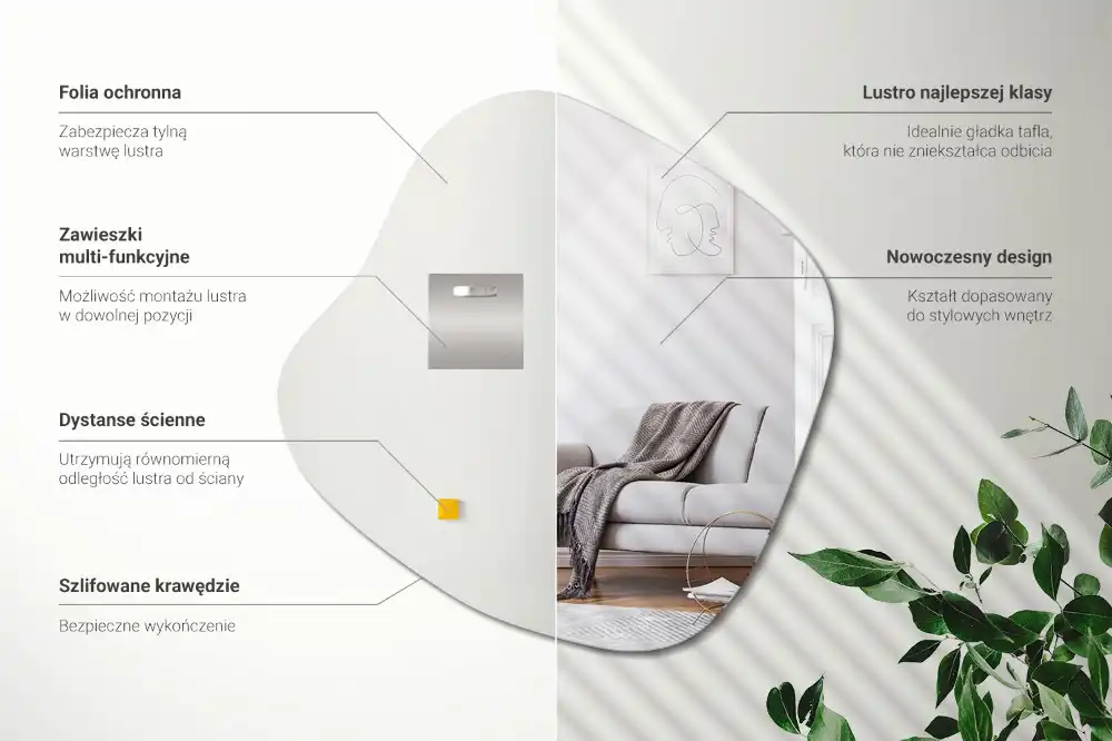 Zrcadlo ve tvaru skvrny efektní doplněk