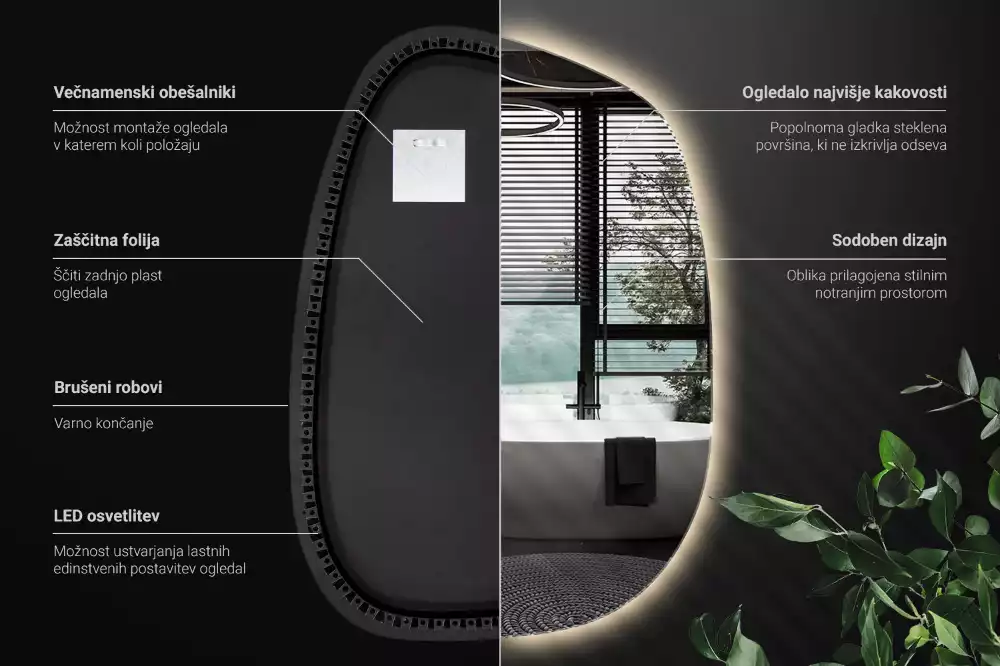 Organické zrcadlo s led bez rámu