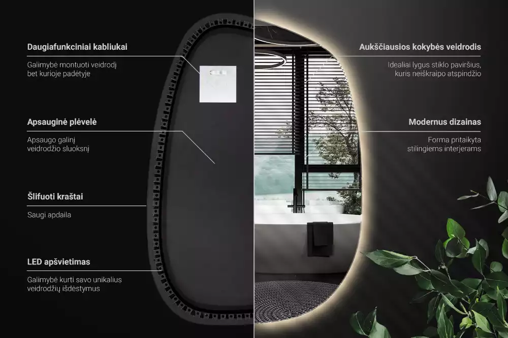 Organické zrcadlo s led bez rámu