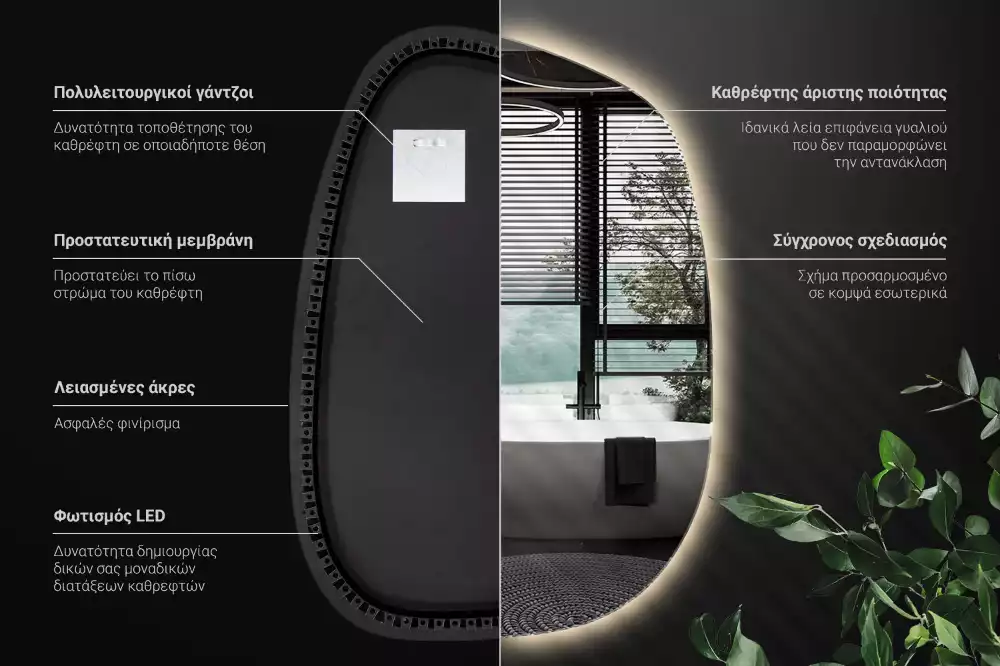 Organické zrcadlo s led bez rámu