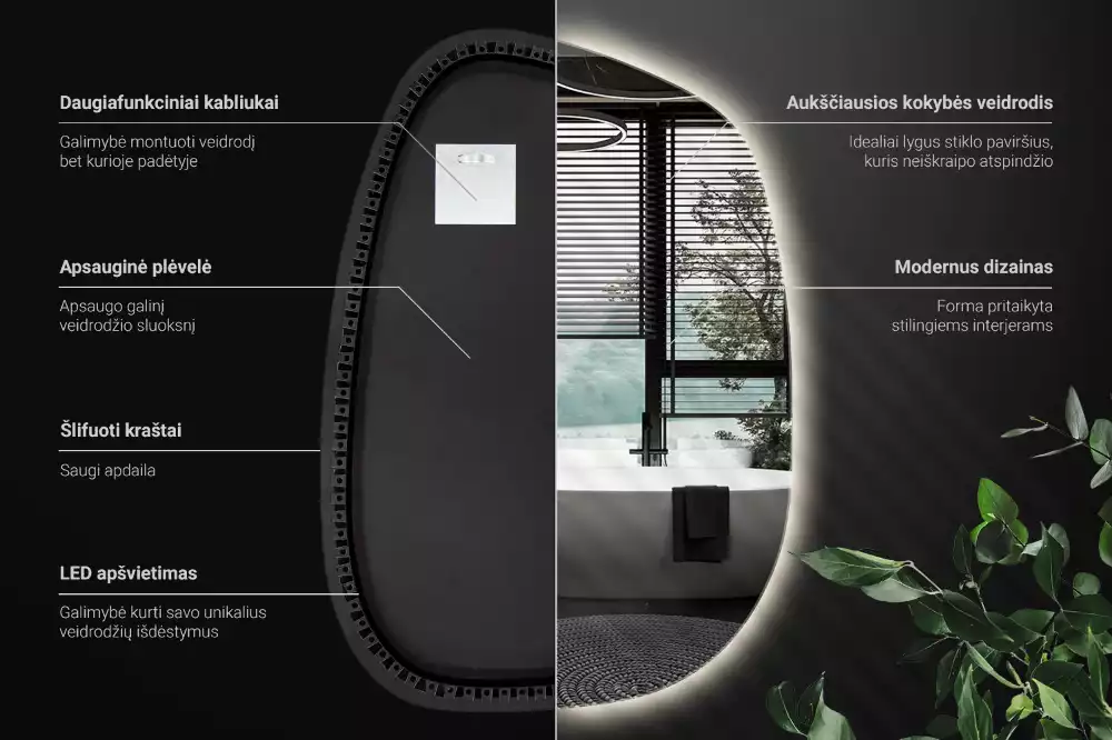 Organické zrcadlo s led bez rámu