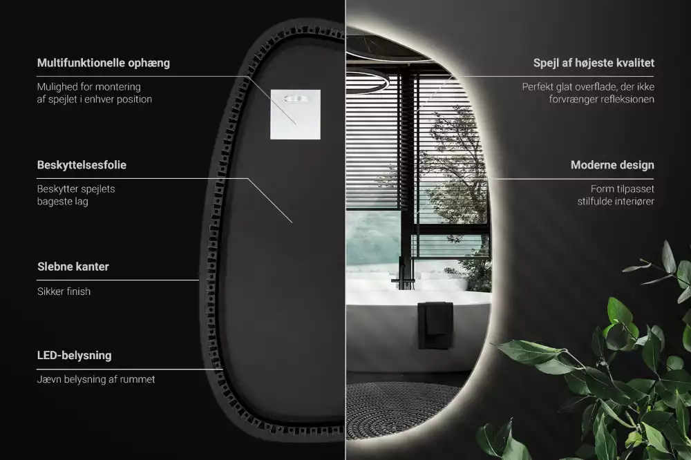 Organické zrcadlo s led bez rámu