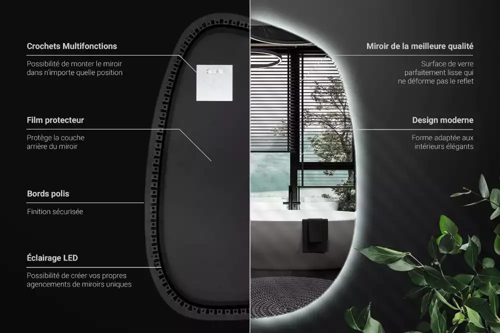 Organické zrcadlo s led bez rámu