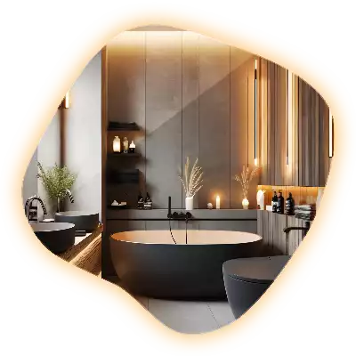 Zrcadlo ve tvaru skvrny s LED podsvícením jedinečné