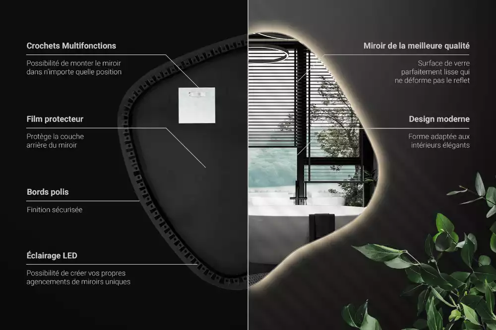 Zrcadlo ve tvaru skvrny s LED podsvícením jedinečné