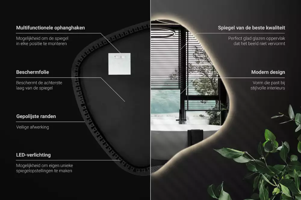 Zrcadlo ve tvaru skvrny s LED podsvícením jedinečné