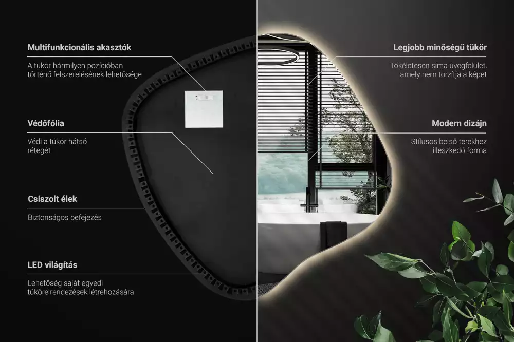 Zrcadlo ve tvaru skvrny s LED podsvícením jedinečné