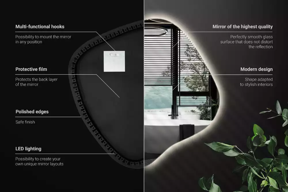 Zrcadlo ve tvaru skvrny s LED podsvícením jedinečné
