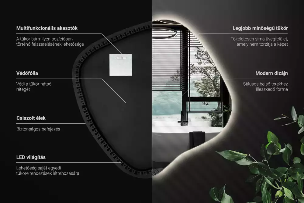 Zrcadlo ve tvaru skvrny s LED podsvícením jedinečné