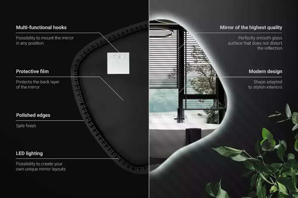 Zrcadlo ve tvaru skvrny s LED podsvícením jedinečné