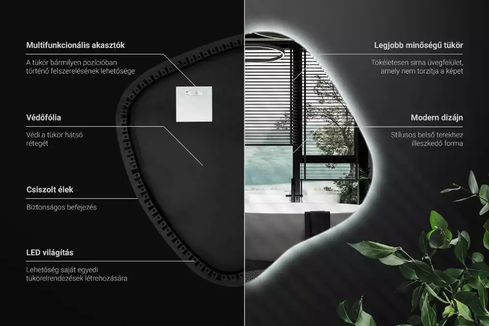 Zrcadlo ve tvaru skvrny s LED podsvícením jedinečné