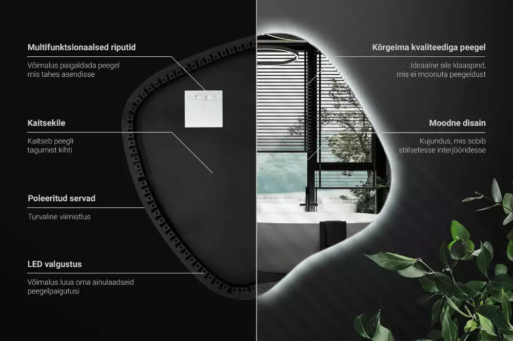 Zrcadlo ve tvaru skvrny s LED podsvícením jedinečné