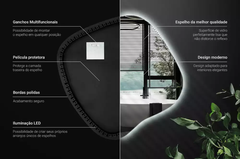 Zrcadlo ve tvaru skvrny s LED podsvícením jedinečné