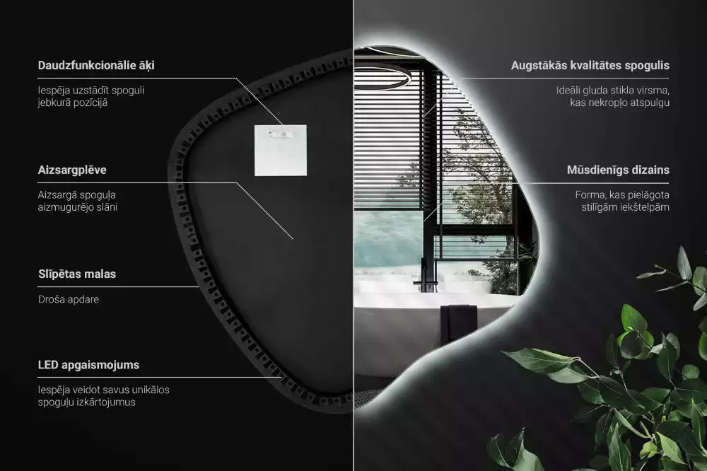Zrcadlo ve tvaru skvrny s LED podsvícením jedinečné