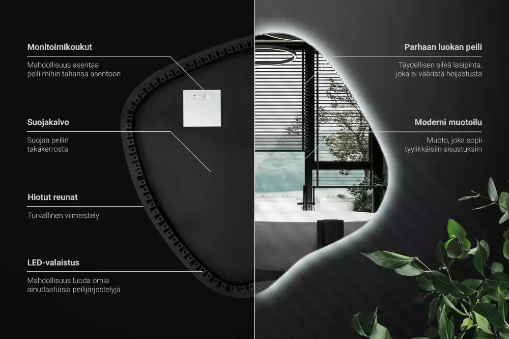 Zrcadlo ve tvaru skvrny s LED podsvícením jedinečné