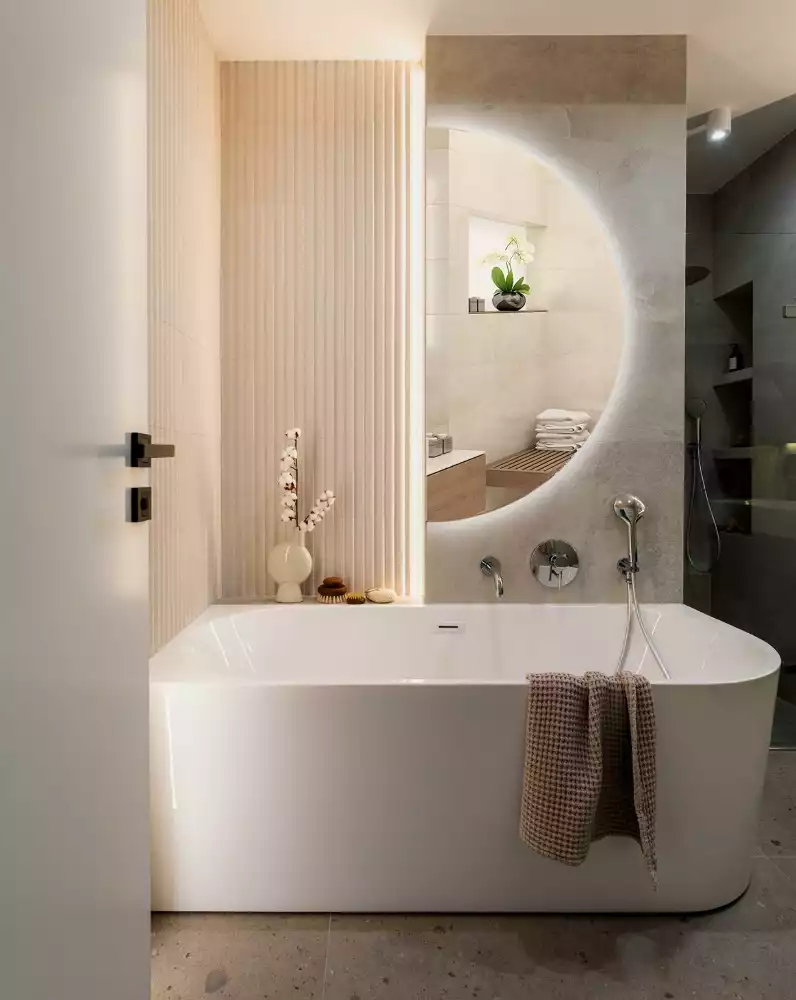 LED půlkruhové zrcadlo stylový doplněk