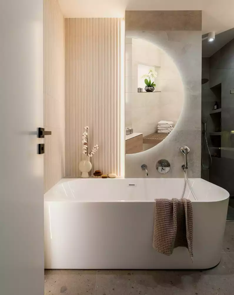 LED půlkruhové zrcadlo stylový doplněk