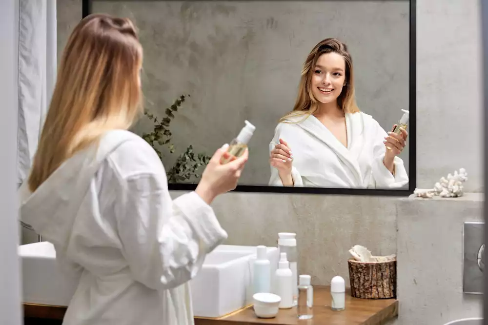 Obdélníkové zrcadlo nástěnné s černým rámem