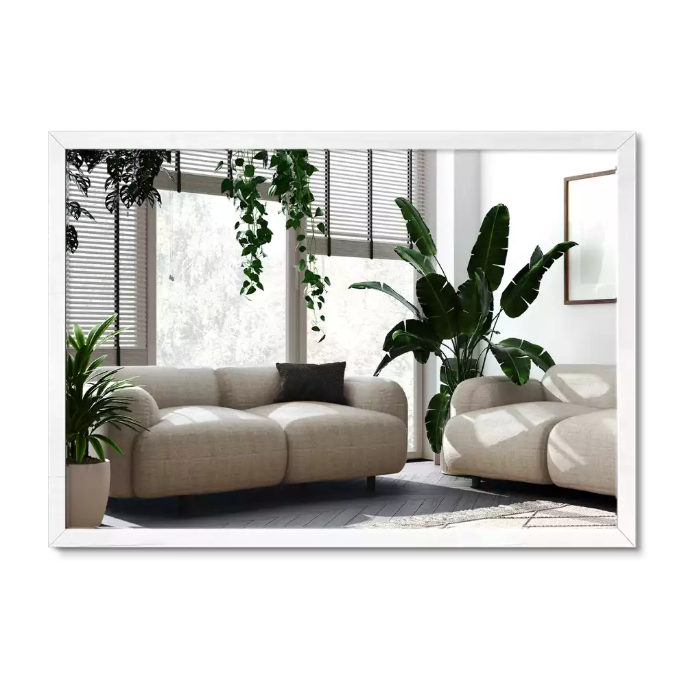 Obdélníkové zrcadlo dekorativní s bílým rámem