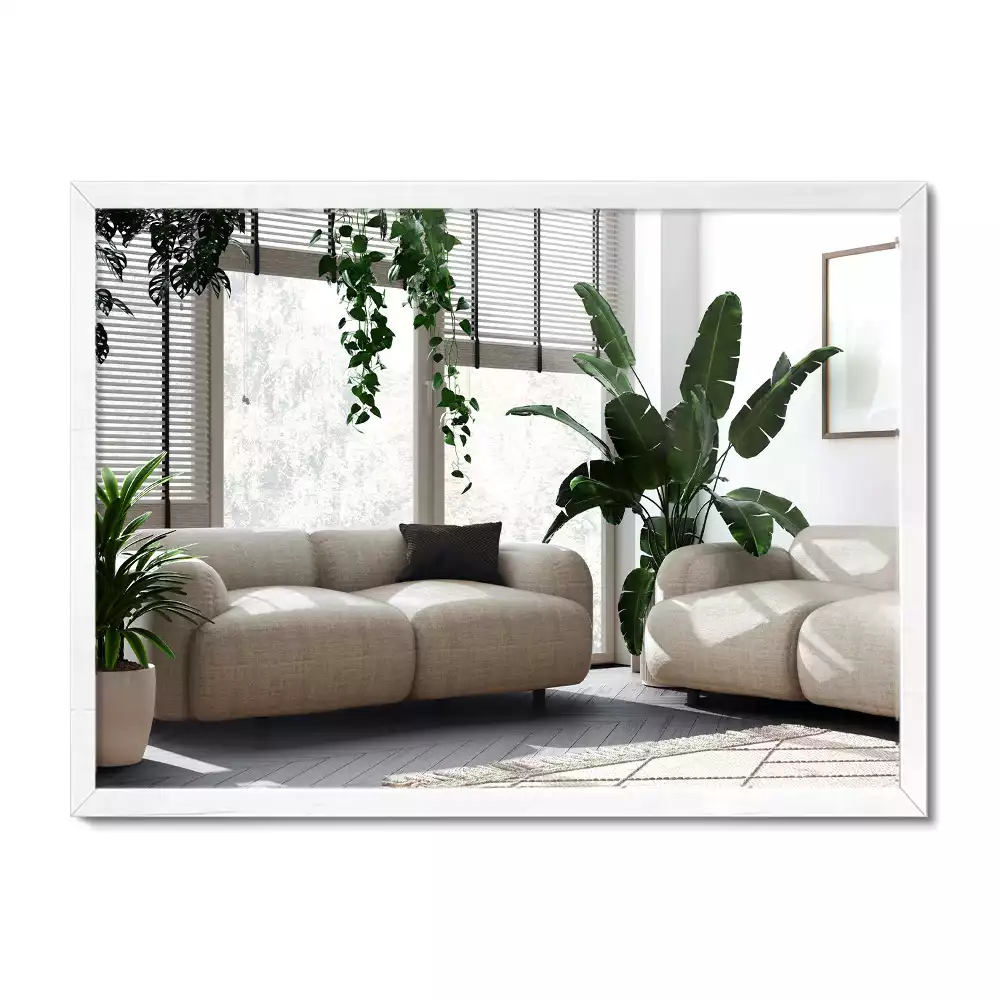 Obdélníkové zrcadlo dekorativní s bílým rámem