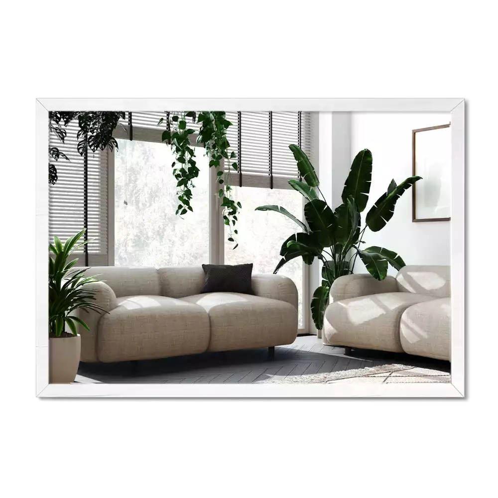 Obdélníkové zrcadlo dekorativní s bílým rámem