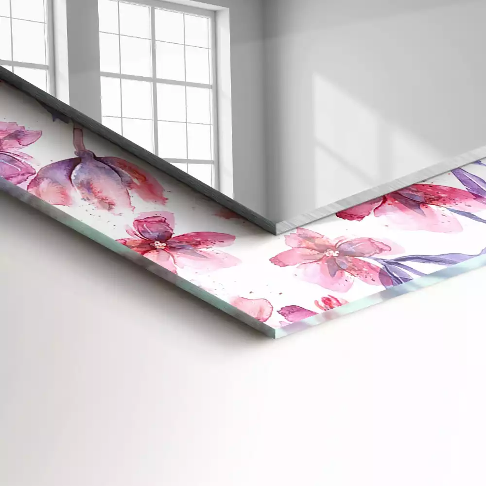 Obdélníkové dekorační zrcadlo Akvarel květiny vzor