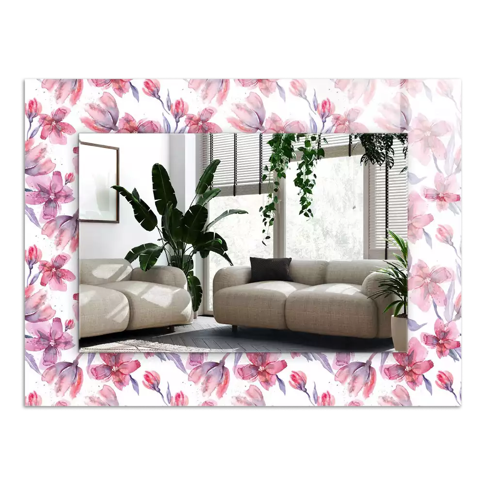 Obdélníkové dekorační zrcadlo Akvarel květiny vzor