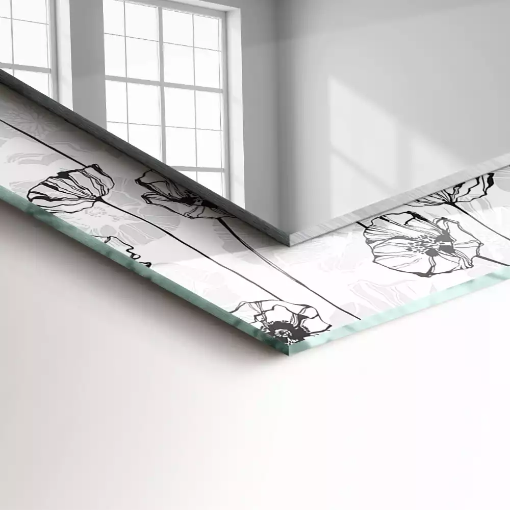 Obdélníkové dekorační zrcadlo Květiny monochromatický vzor