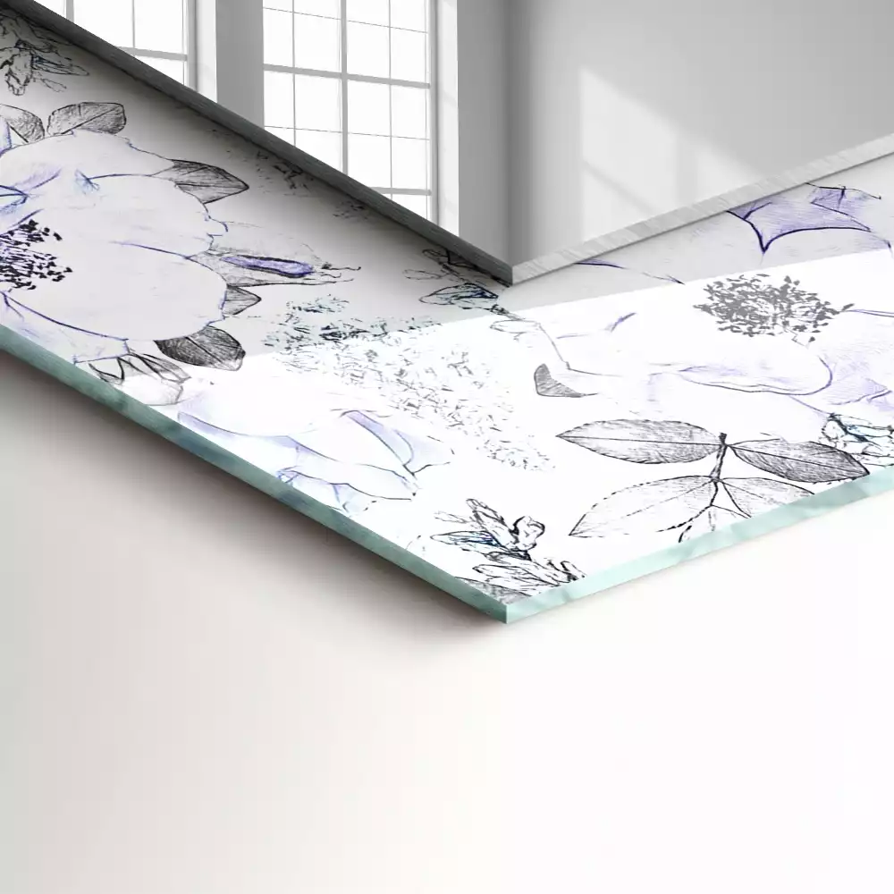 Obdélníkové dekorační zrcadlo Květiny a listy