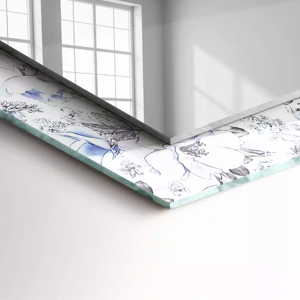 Obdélníkové dekorační zrcadlo Květiny a listy