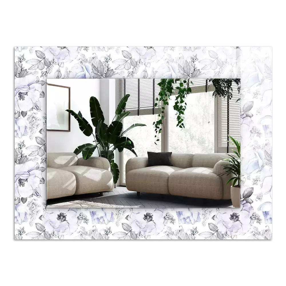 Obdélníkové dekorační zrcadlo Květiny a listy