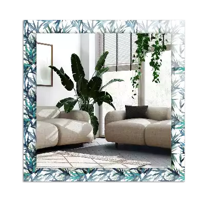 Obdélníkové dekorační zrcadlo Akvarelové bambusové listy